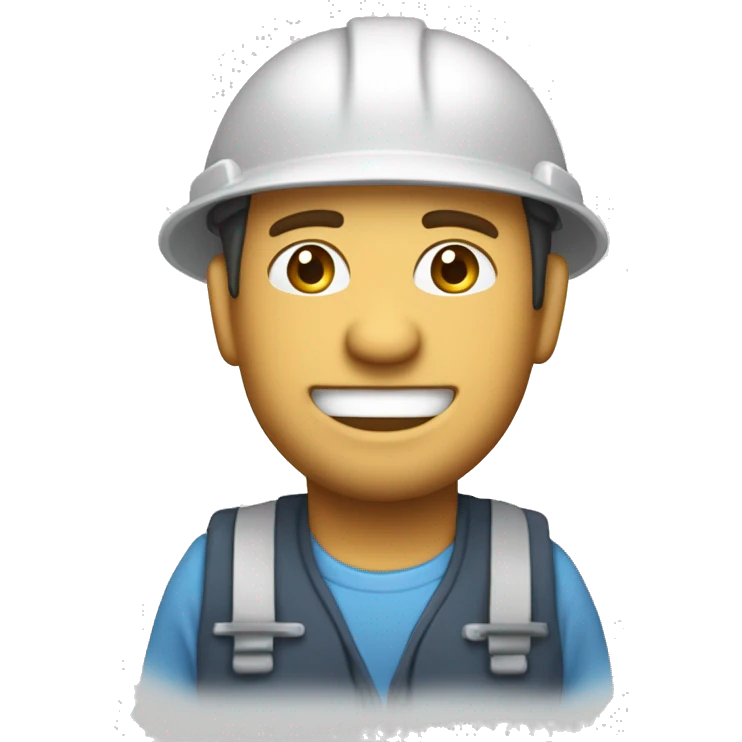 Hombre moreno con un casco blanco de ingeniero, con el pulgar arriba y sonriendo emoji