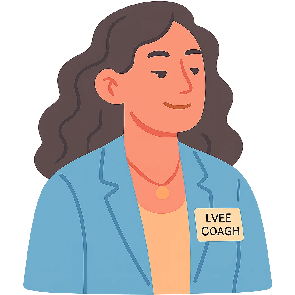portrait of a calm, confident life coach woman with wavy hair, steady and empowering expression, professional attire, uplifting aura, pastel tones emoji