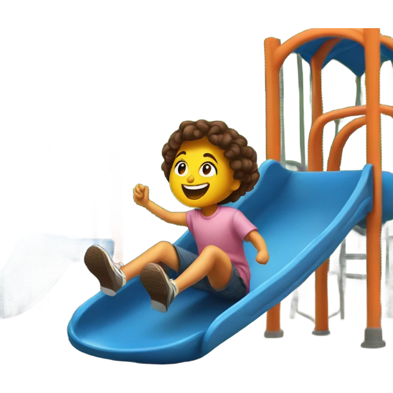 A kid skidding off a slide emoji