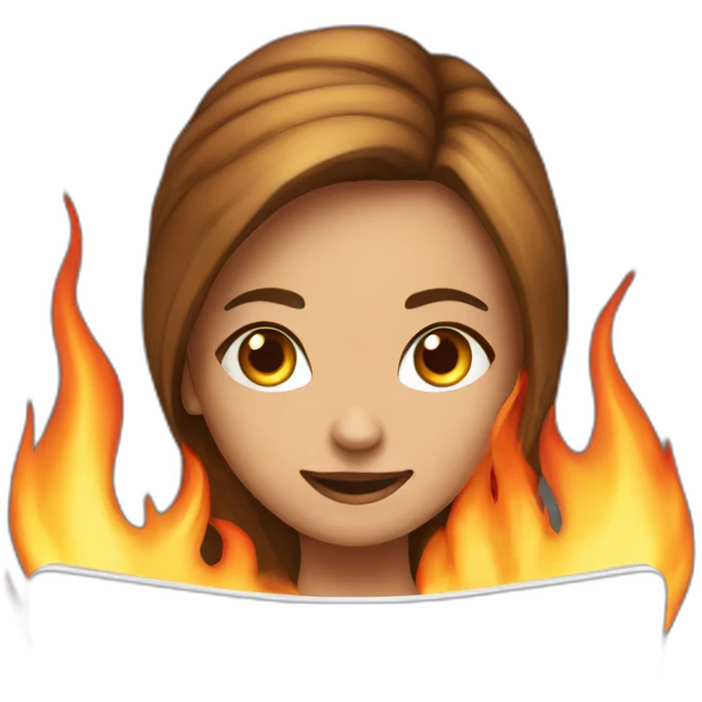 girl is on fire working at a laptop emoji