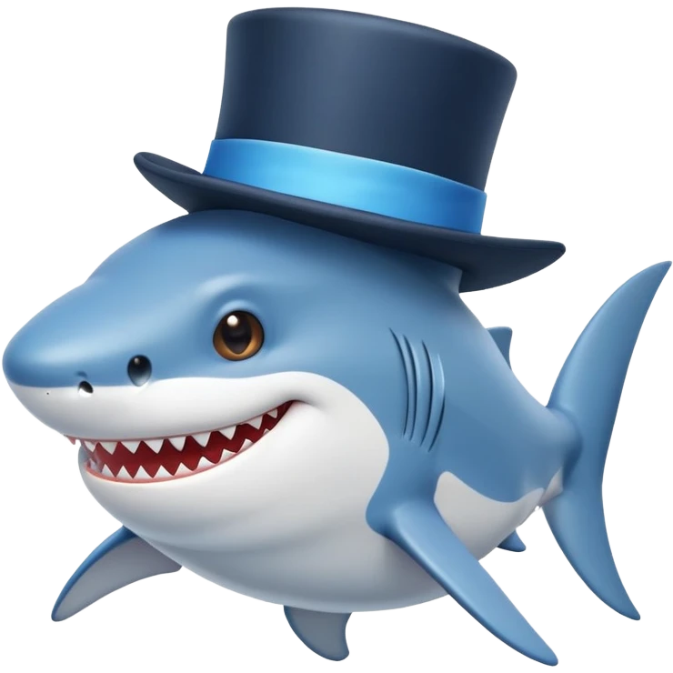 cute shark with a top hat emoji
