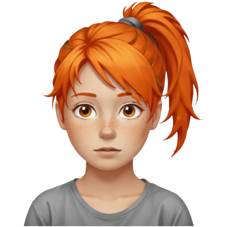Artist with messy ponytail orange hair emoji