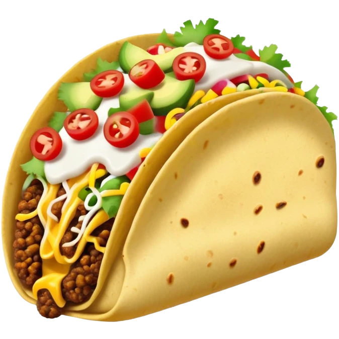 Street food taco with toppings in emoji style emoji