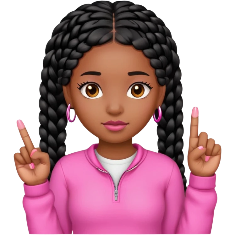black girl with black braids with pink middle finger emoji