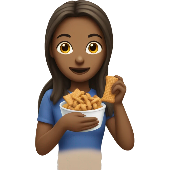Girl eating Chex mix emoji