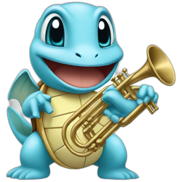 Squirtle play the trumpet emoji