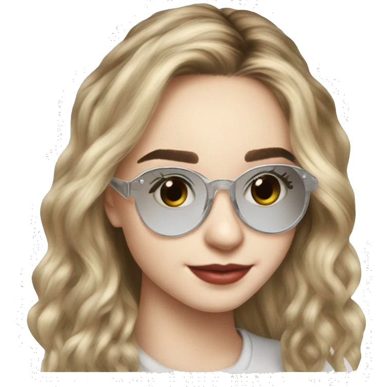 Sabrina Carpenter com óculos de grau estilo aviador transparente emoji