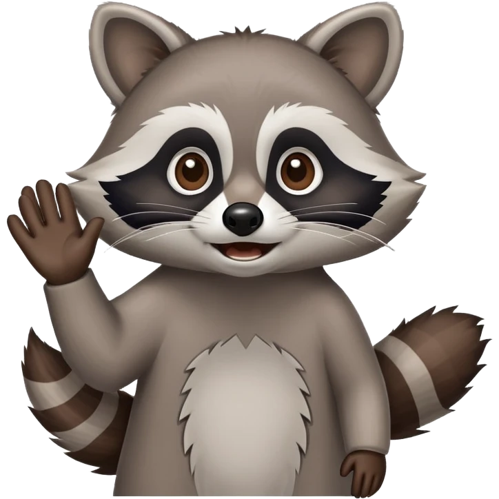 raccoon waving enthusiastically emoji