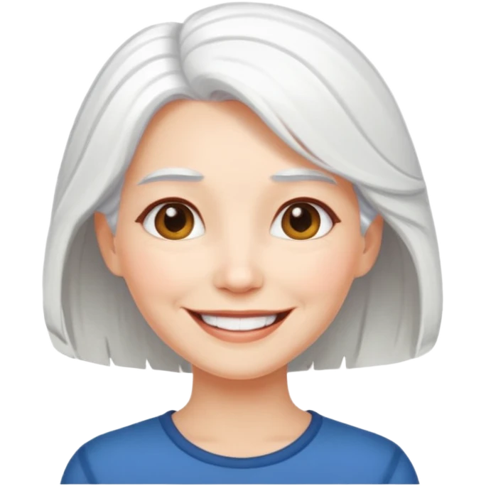 pure white hair, cute mature girl emoji