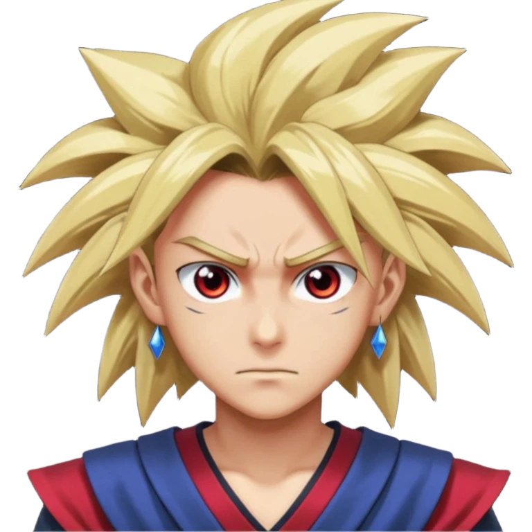 Yugi from Yu-Gi-Oh as an emoji, determined face, hair blowing, Millennium Puzzle, dramatic lighting emoji