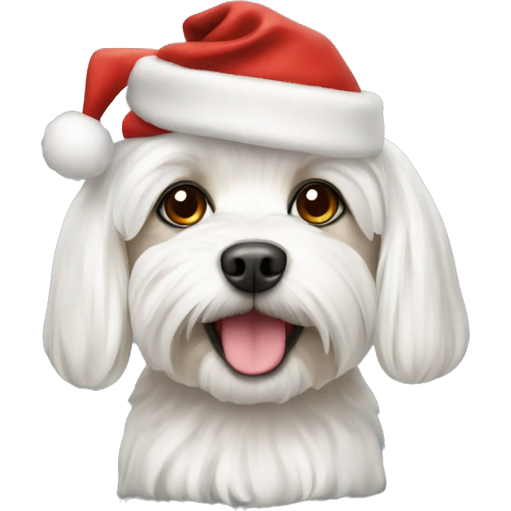Maltese dog wearing a chirstmas hat  emoji