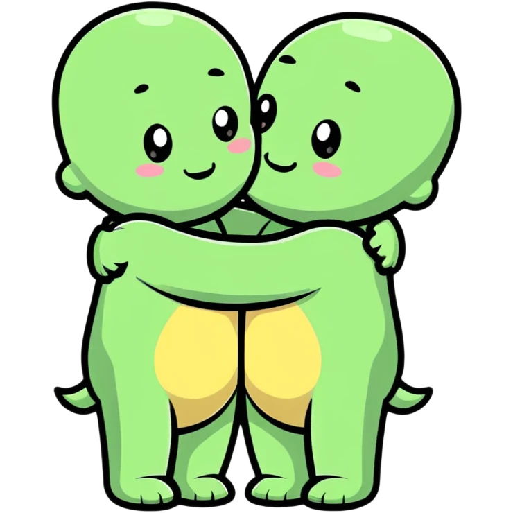 Two cute characters hugging each other emoji
