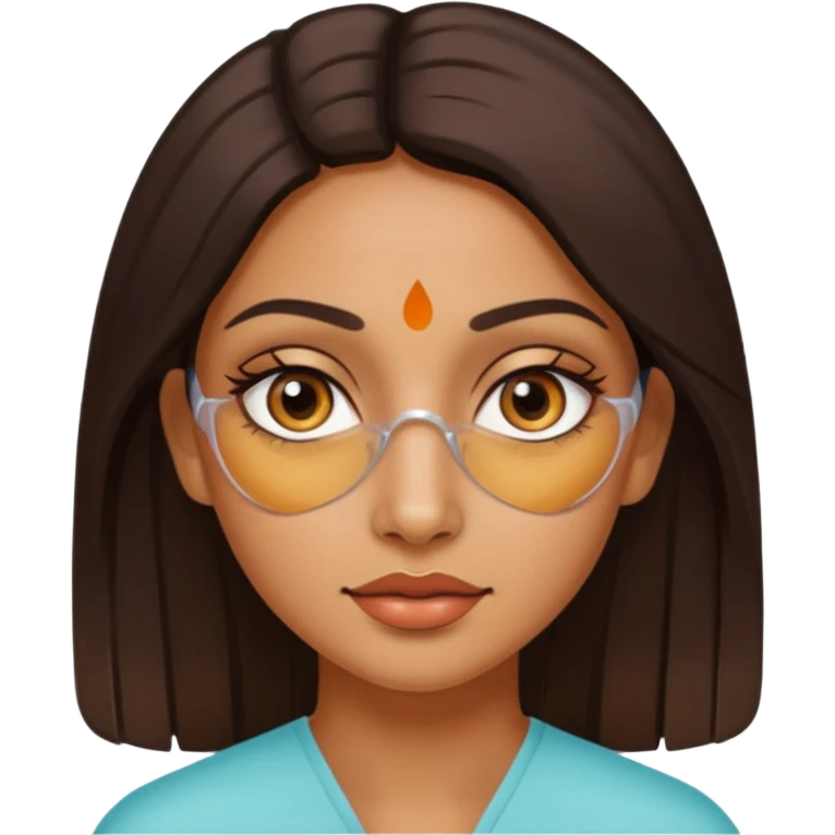 make an emoticon of a woman that has gel-like under eye patches of skincare of transparent color and make the woman slighlty indian, please remove the earrings anf the bindi  emoji