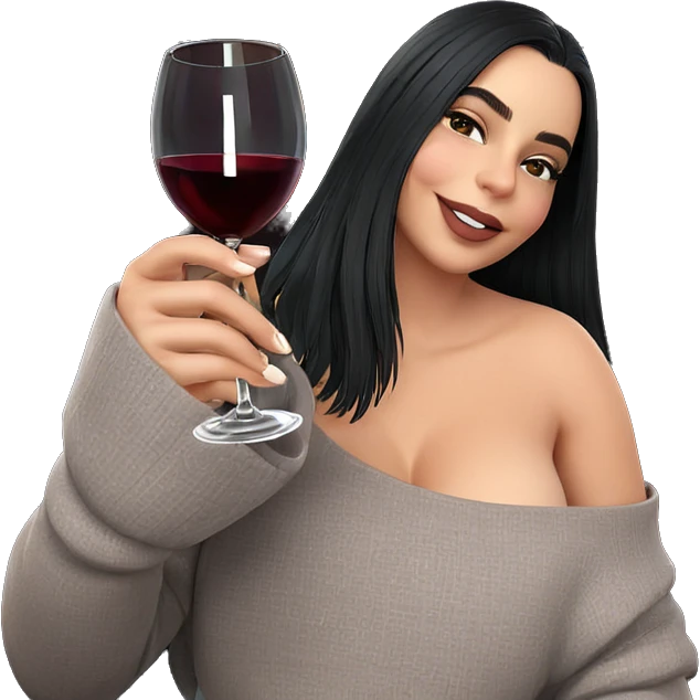 cozy girl with wine glass emoji