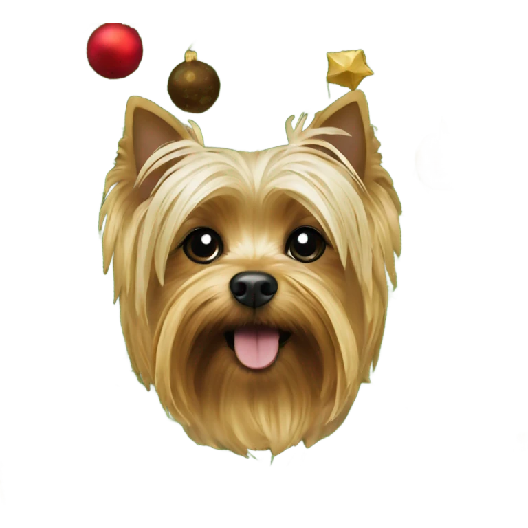 Yorkshire terrier and Christmas tree emoji