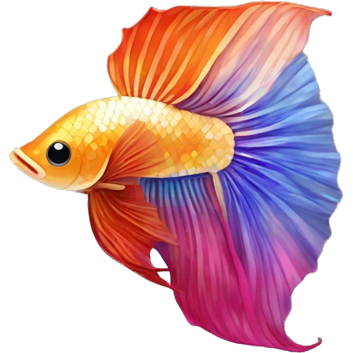Mosaic colorful beautiful long flared fins betta fish emoji