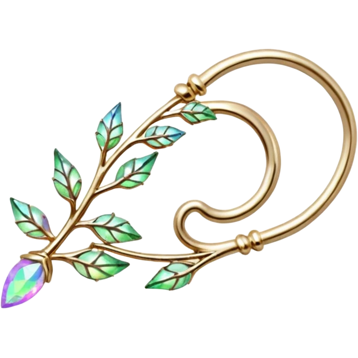 Elvish Druidic natural realistic iridescent fae shiny sparkly translucent diaphanous ear climber ear cuff ear piece apparel emoji