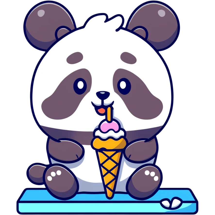 Panda eating ice cream emoji