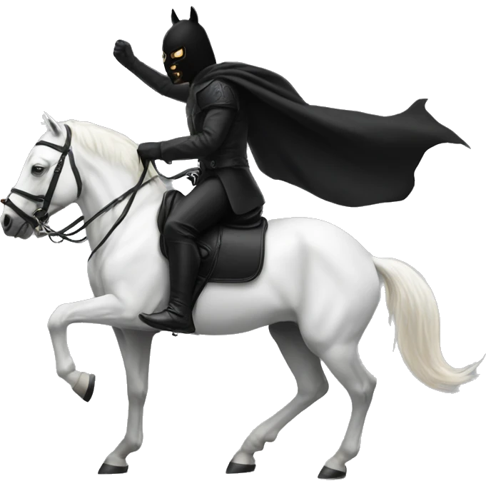 black mask warrior in black suit riding on a white horse emoji