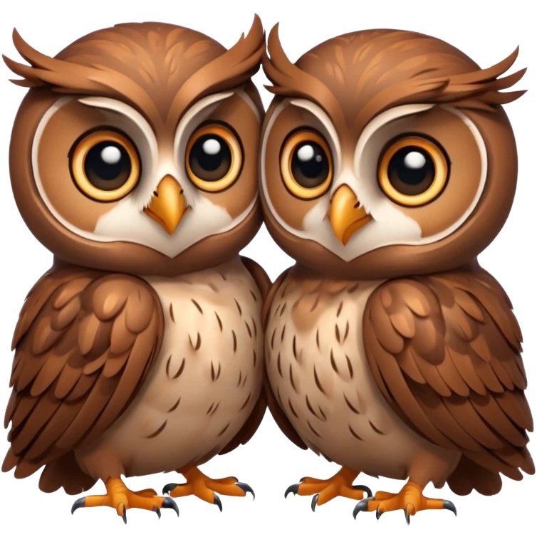 Cute owls in love cuddling  emoji