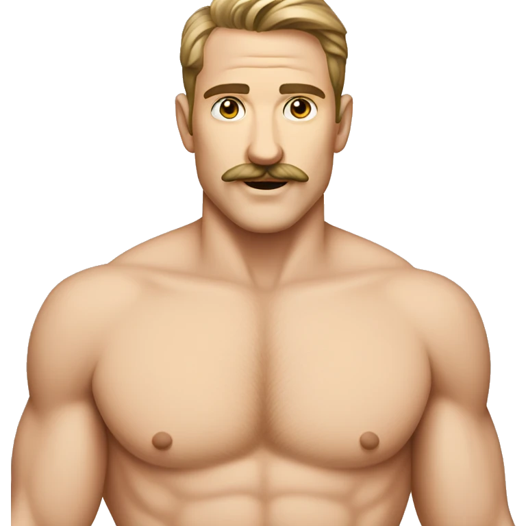 White man with mustache that looks cute shirtless emoji