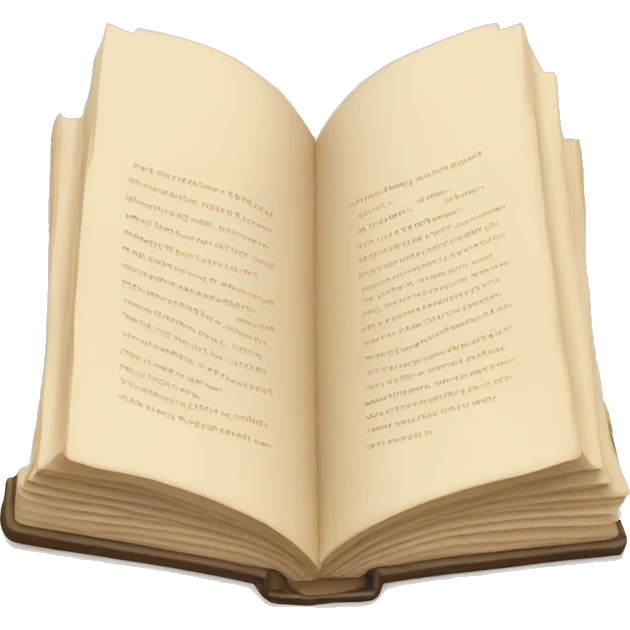 An open, hardcover book, depicted with a beige cover.  emoji