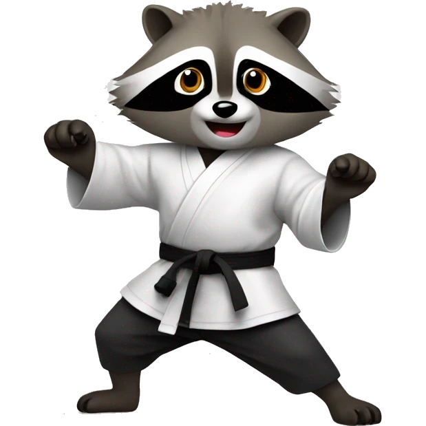 Raccoon doing karate black belt emoji