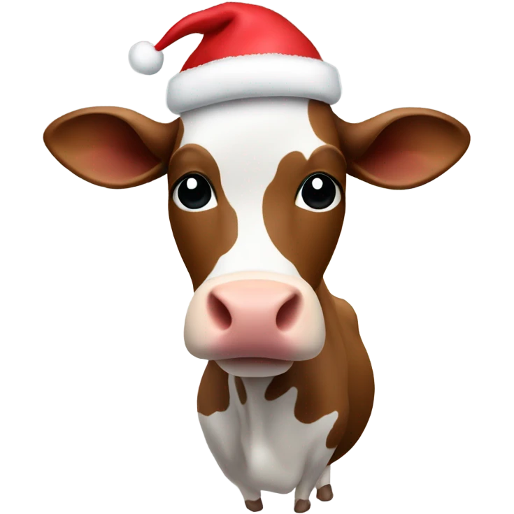 Cow with a Christmas hat emoji