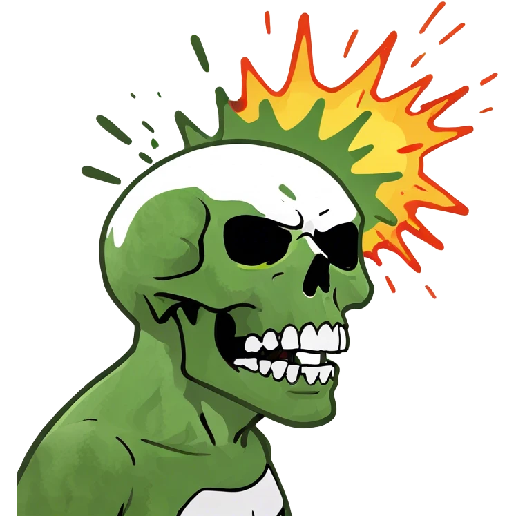 Tête de mort avec le crâne qui explose  emoji