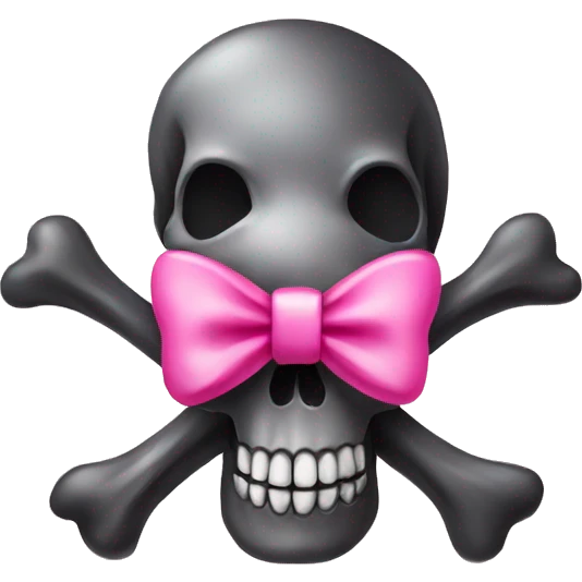 Skull and crossbones with pink bow emoji
