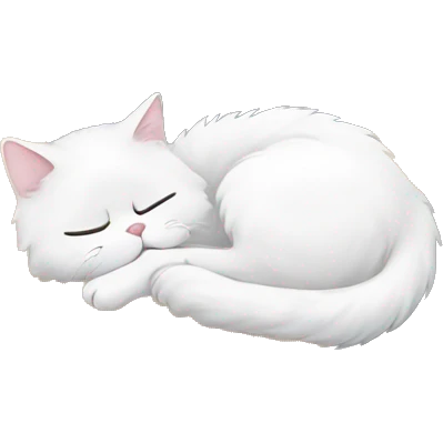 White Persian cat sleeping on crescent moon  emoji