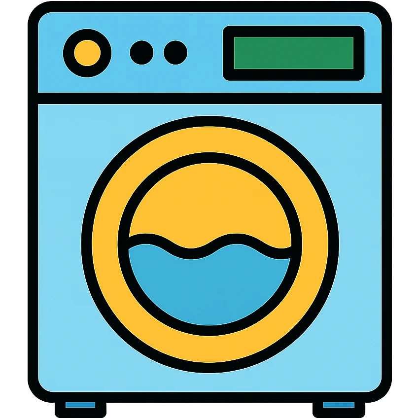 modern washing machine with digital display emoji