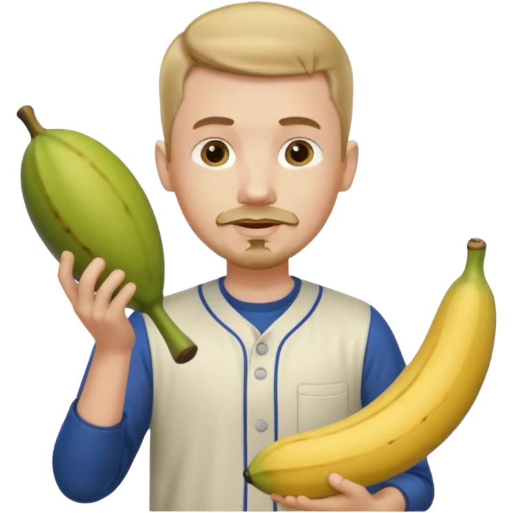 pale guy with short hair with goatee holding platano and baseball  emoji