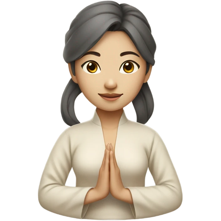 asian yoga girl light beige clothes  emoji