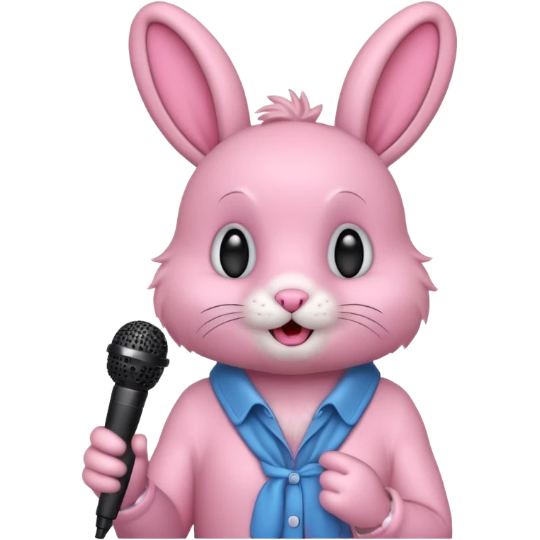 pink bunnie singing , holding mic emoji