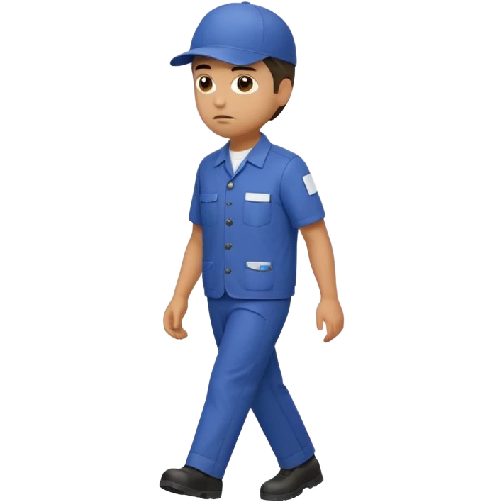 emoji of delivery man is going somewhere to the right , he is sad, he is dressed in work uniform emoji