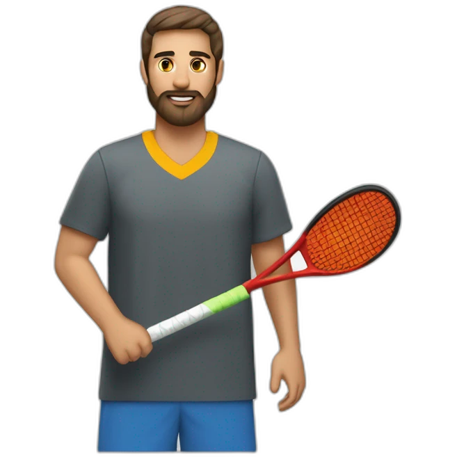 Pala de pádel con car barba larga y poco pelo emoji
