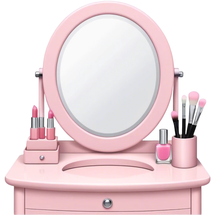 White Makeup vanity with light pink makeup emoji