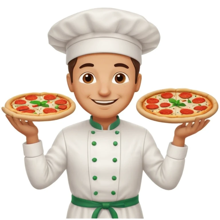 smiling Italian chef spinning pizza dough emoji