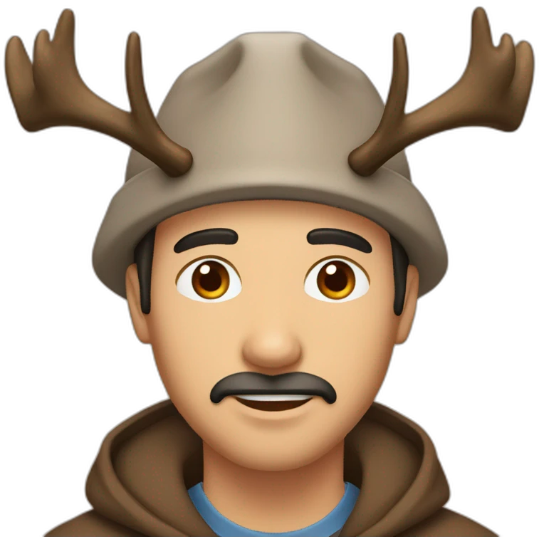 Man Hat brown eyes with Moose antlers emoji