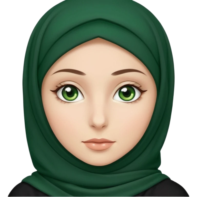 Muslim black hijab, white girl, green eyes emoji
