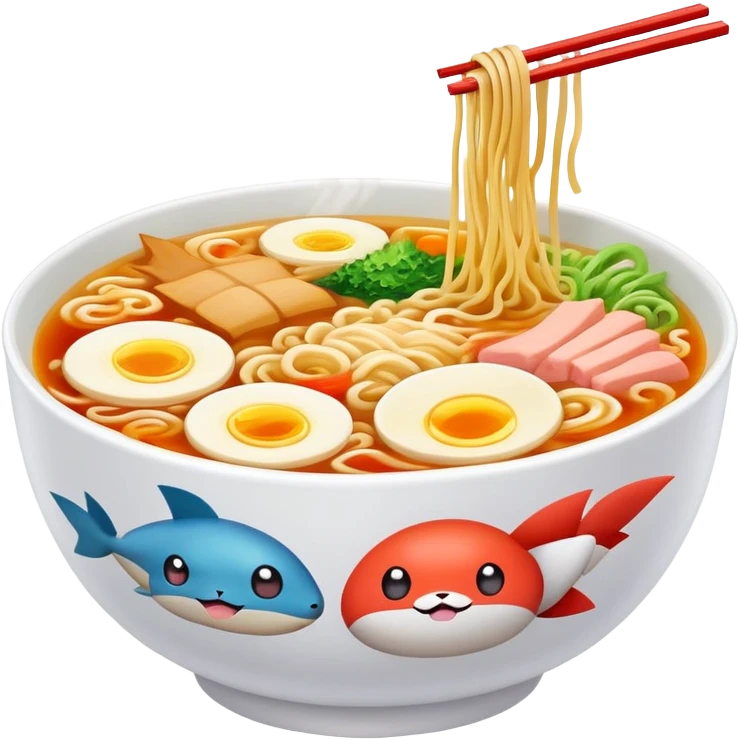 Pokemon and ramen emoji