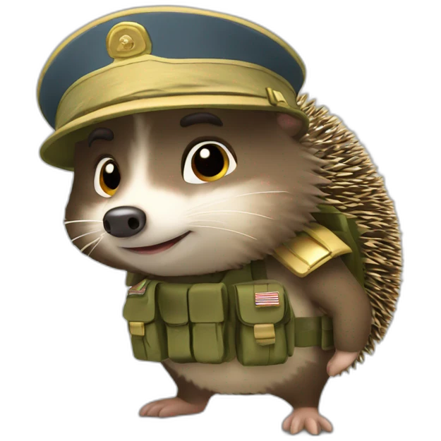 hedgehog as soldier emoji