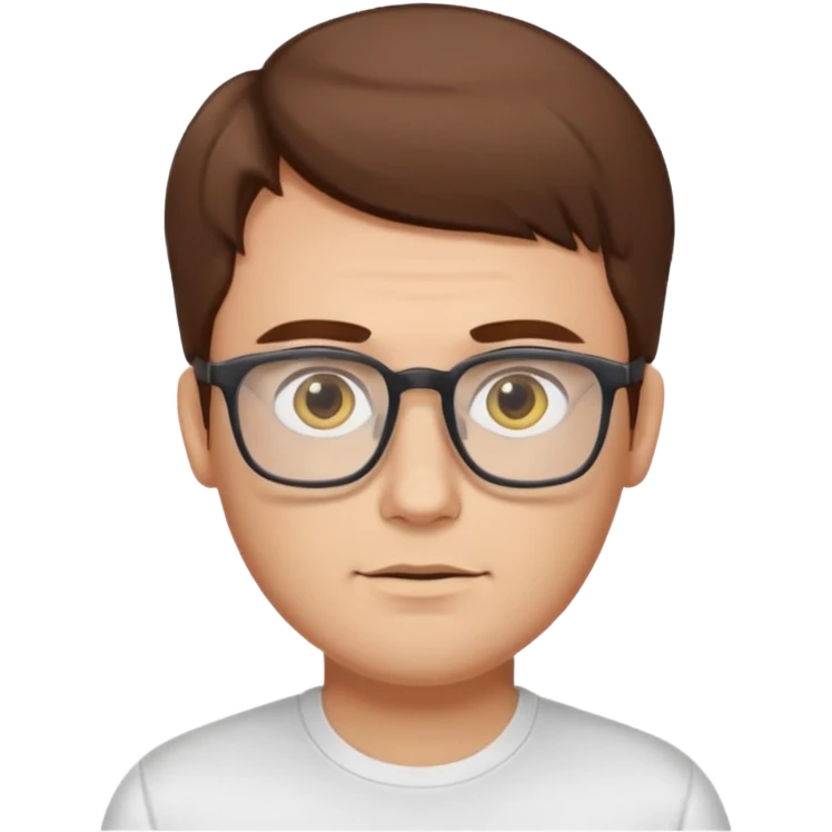 a young dad with brown hair, longer face, light yellow skin color, small eyes with rectangular glasses, without beard emoji