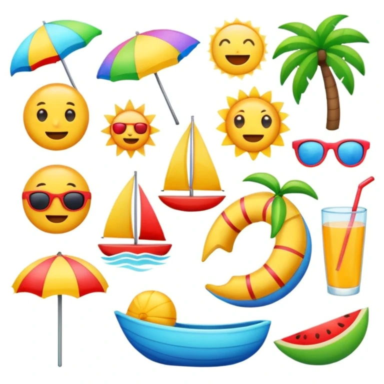 I want a summer themed emoji set emoji