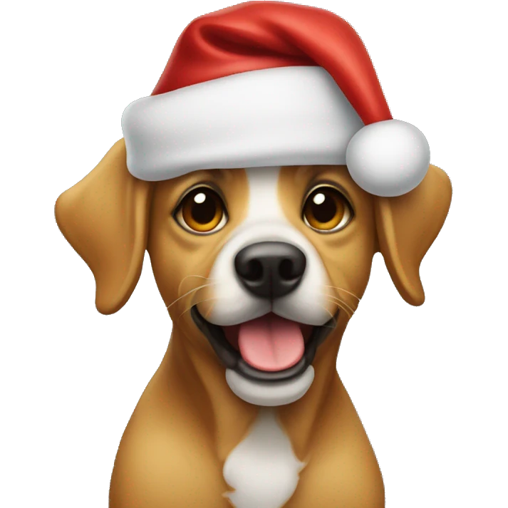 Dog wearing a Santa hat emoji