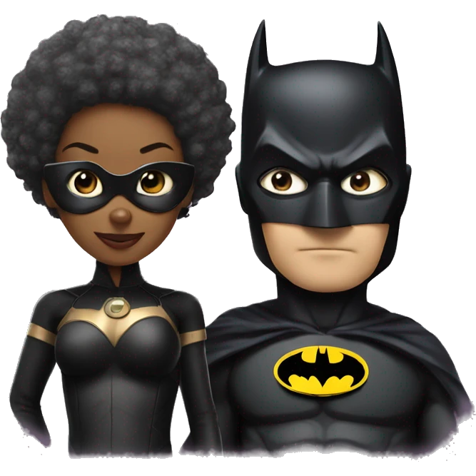 Batman and afro catwoman emoji