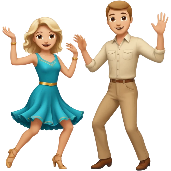 White Man and white woman dancing white emoji