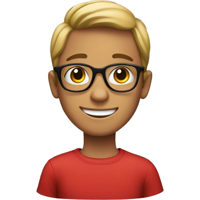 Smiling boy with glasses and red shirt emoji