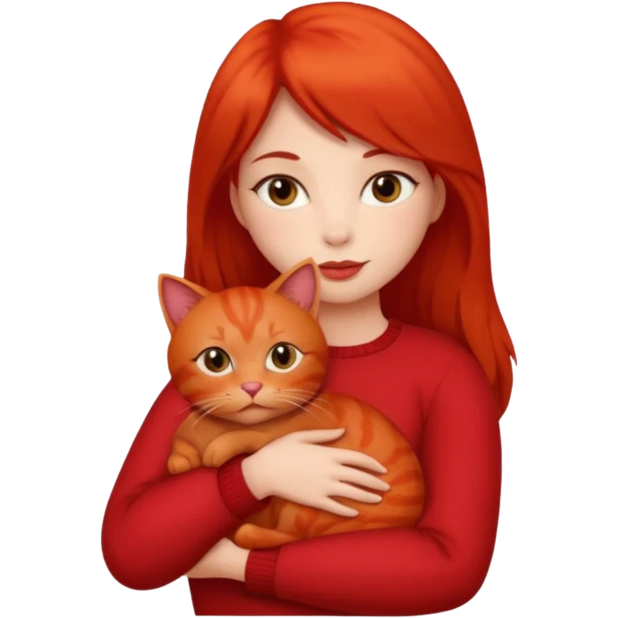 Woman with cat red emoji